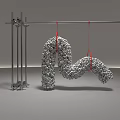 Ornamental Sculpture Combination Featuring Metal Stand And Hanging Curved Granular Design