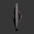 Medieval Wooden Shield With Round Metal Center And Riveted Border Design