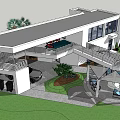 Modern Detached Villa With White Exterior Flat Roof Terrace Greenery And Outdoor Seating Area