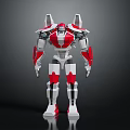 Red And White Humanoid Robot Character With Detailed Mechanical Armor Standing Pose 3d model