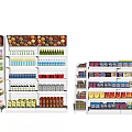 Retail Display Shelves With Assorted Products And Multiple Storage Layers