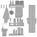 Black Bathroom Storage Rack With Towels Bath Sponge And Toiletries Bottles