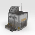 Industrial Gray Metal Building With Curved Roof Antenna Steps And Weathered Panels