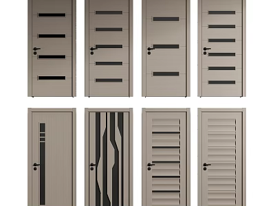 Modern Swing Doors Collection With Various Panel Patterns And Contemporary Designs 3d model