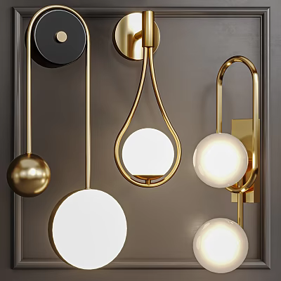 Modern Gold Wall Lamps With Round Shades And Various Designs 3d model