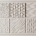 White 3D Textured Wall Decor With Geometric Patterns And Wave Designs 3d model