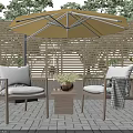 Rattan Outdoor Sofa Set With Cushions Umbrella And Side Table In Patio Garden