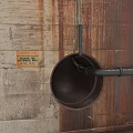 Industrial Pipe Through Circular Opening In Rusty Wall 3d model