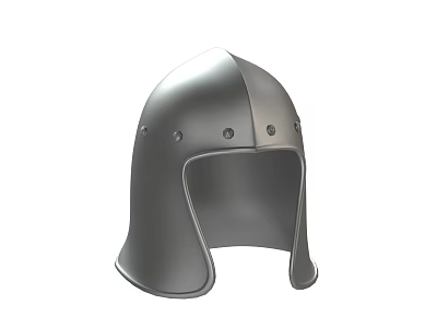 Medieval Metal Helmet With Ear Flaps And Riveted Design Features Sleek Surface 3d model