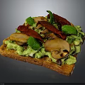 Avocado Toast Topped With Sautéed Mushrooms Red Chili Slices And Fresh Basil Leaves