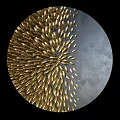 Modern Circular Wall Decor With Gold Leaf Pattern And Gray Background 3d model
