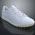 White Casual Lace Up Sneakers With Breathable Holes And Yellow Accent
