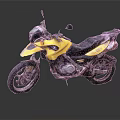 Detailed Yellow Motorcycle With Black Seat And Reflective Surface On Dark Background