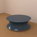 Stylish Round Dark Blue Coffee Table With Smooth Surface And Copper Base 3d model