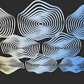 Modern Cloud Shaped Chandelier With Spiral Concentric Lines In Gold White And Blue