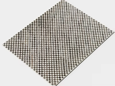 Stylish Square Carpet With Black And White Checkered Pattern Design 3d model