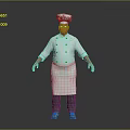 Man Chef Standing Wearing White Chef Uniform And Chef Hat 3d model