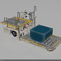Mechanical Transport Platform With Blue Cargo Container And Metal Frame Structure 3d model
