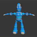 Blue Robot 3D Character With Extended Arms And Metallic Design Features