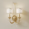 Elegant Golden Wall Sconce With White Lampshade And Crystal Accents