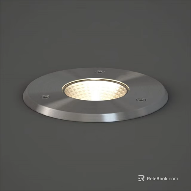 Round Metal Outdoor Recessed Light with Illuminated Surface and Flush Mount Design 3d model 