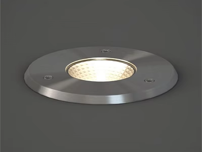 Round Metal Outdoor Recessed Light with Illuminated Surface and Flush Mount Design 3d model
