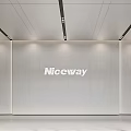 Modern Front Desk Reception Area With Niceway Logo Light Walls And Ceiling Lighting 3d model