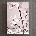 Elegant Pink Magnolia Flower Branches Botanical Painting Decorative Wall Artwork