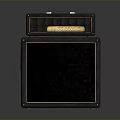 Black Guitar Amplifier With Two Section Design Control Panel And Speaker Cabinet