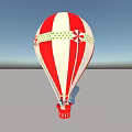 Colorful Red White Striped Hot Air Balloon Amusement Equipment With Green Decorative Band And Patterns