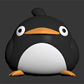 Cute Cartoon Penguin Character 3D Designed With Black White Body Orange Beak And Feet 3d model