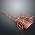 Vintage Wooden Cart Design With Classic Frame Wheels And Railing Structure