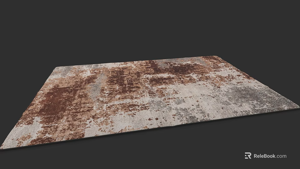 Vintage Square Rug With Rustic Brown Beige Distressed Pattern For Living Room Decor 3d model