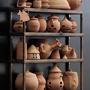 Modern clay pot clay pot vase art ornaments 3d model