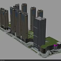 Aerial Urban Planning With Modern High Rise Buildings And Green Spaces
