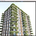 Green Vines Covering Modern High Rise Building Facade With Balconies And Lush Foliage