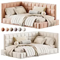 Modern Soft Upholstered Children Bed With Multiple Optional Colors And Cozy Full Bedding Sets