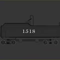 Black Freight Train Car With 1518 Number Metal Wheels And Reflection On Gray Background