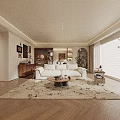 Warm Vintage Style Living And Dining Room With Soft Sofa And Elegant Natural Wooden Furniture