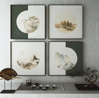 New Chinese Landscape Painting Decorative Painting 3d model