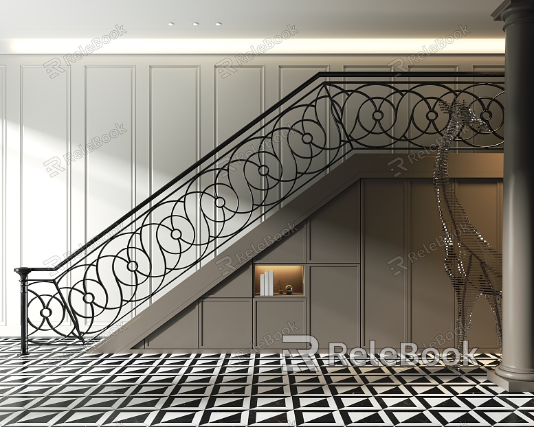 European-style iron staircase model