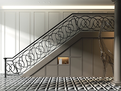 European-style iron staircase model