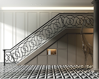 European-style iron staircase 3d model