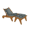 Reclining Leisure Chair With Wooden Frame Gray Cushion And Matching Ottoman