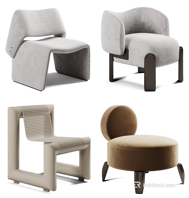 Modern Single Sofa Designs With Velvet Upholstery Unique Armrests And Wooden Legs 3d model 