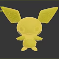 Cute Yellow Cartoon Character Creature With Big Blue And Black Ears And Round Eyes