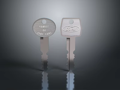 Two Metal Household Keys with THE COOP and Ford Logos for Daily Use 3d model