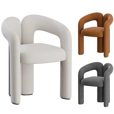 Modern Accent Chairs in Beige Brown Grey with Curved Arms and Minimalist Design 3d model