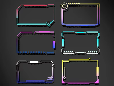 Colorful Geometric Line Frames With Vibrant Shapes And Arrow Design Elements 3d model