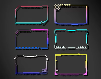 Colorful Geometric Line Frames With Vibrant Shapes And Arrow Design Elements 3d model